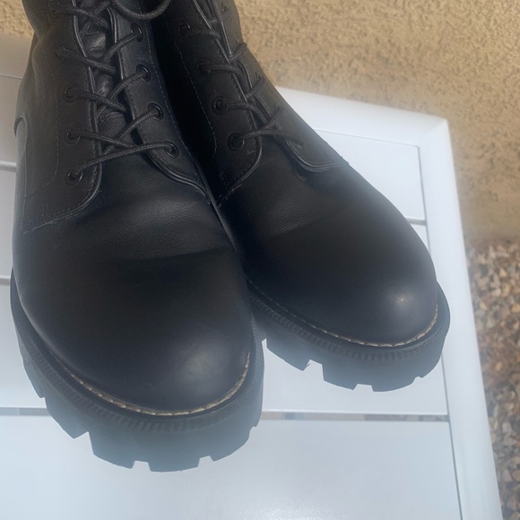 Sam Edelman black leather military combat platform shoelaces boots size 9.5 - Picture 10 of 16